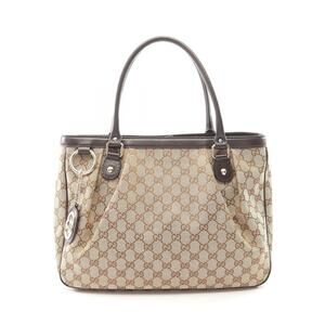 Gucci Sukey GG Canvas Tote Bag Leather Beige Brown
